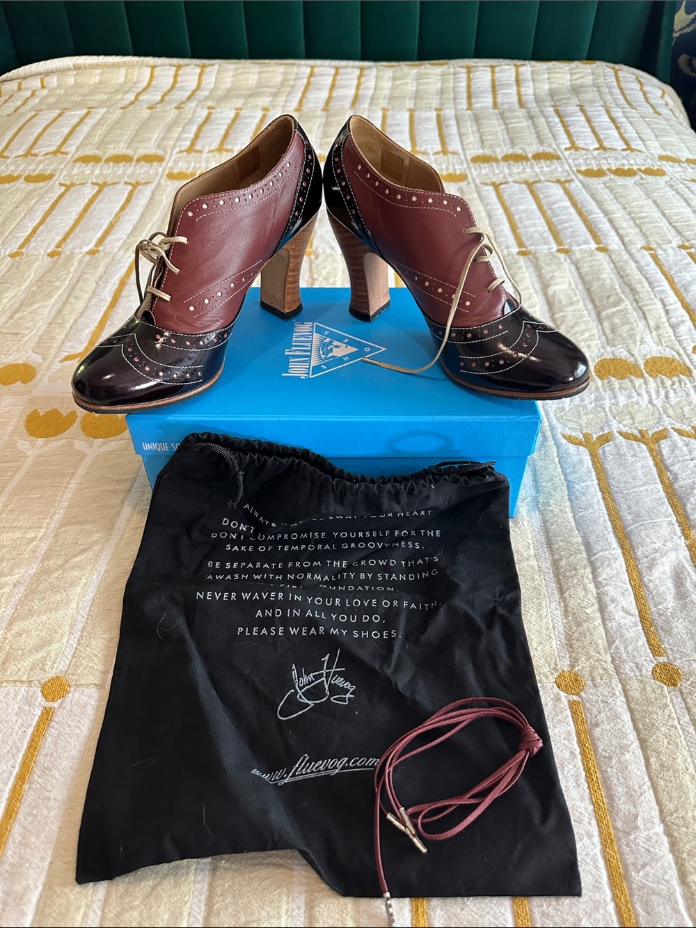 John Fluevog Miracles Heal Oxford Pump steampunk color Burgundy size 9.5
